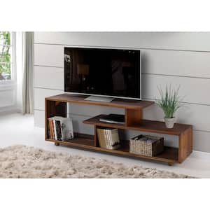 60 in. Amber Wood TV Stand with Open Storage (Max tv size 65 in.)