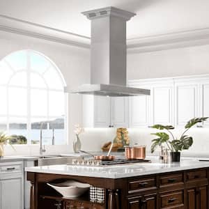 30 in. 400 CFM Ducted Island Mount Range Hood with Built-in CrownSound Bluetooth Speakers in Stainless Steel