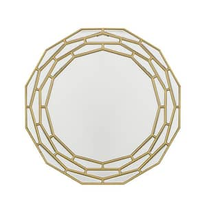 35.4 in. W x 35.4 in. H Wood Gold Vanity Mirror