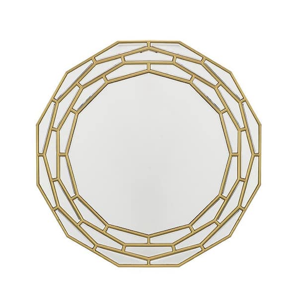 HomeRoots 35.4 in. W x 35.4 in. H Wood Gold Vanity Mirror