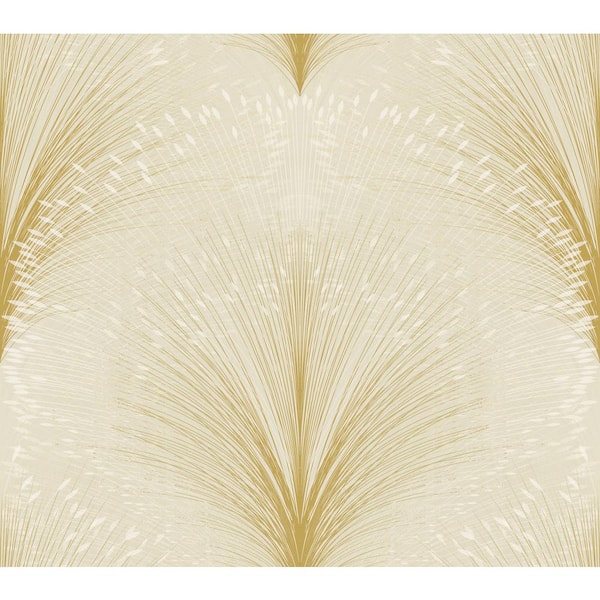 York Wallcoverings Beige Papyrus Plume Metallic Non-pasted Non-Woven Paper Wallpaper