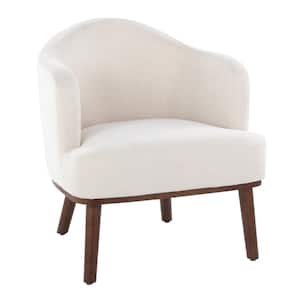 Ahoy Cream Fabric and Walnut Wood Arm Chair