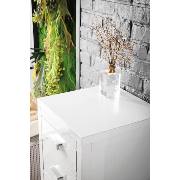 James Martin Vanities Addison 15.0 in. W x 15.0 in. D x 34.4 in. H Vanity Side Cabinet in Glossy White