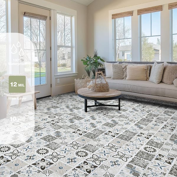 Bailey Rain 12 MIL x 12 in. W x 24 in. L Click Lock Waterproof Vinyl Tile Flooring (19.4 sq. ft./ Case)