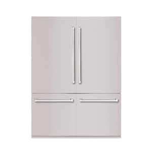Bold 60 in. 32 Cu. Ft. Counter-Depth Built-in Bottom Mount Refrigerator in Stainless Steel with Bold Chrome Handles