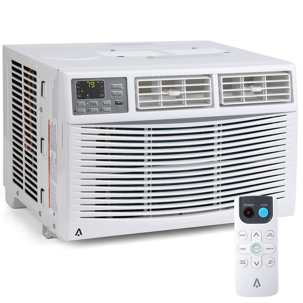 8,000 BTU White Window Air Conditioner with Remote and Smart Control