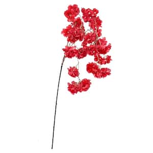 58 in. Red Artificial Cherry Blossom Flower Stem Cluster Hanging Spray (Set of 3)