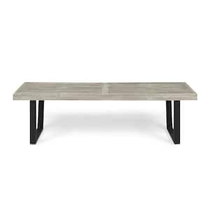 Fresno 61.75 in. 3-Person Light Grey Wood Outdoor Patio Bench