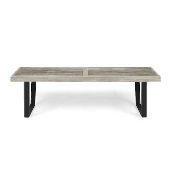 Fresno 61.75 in. 3-Person Light Grey Wood Outdoor Patio Bench