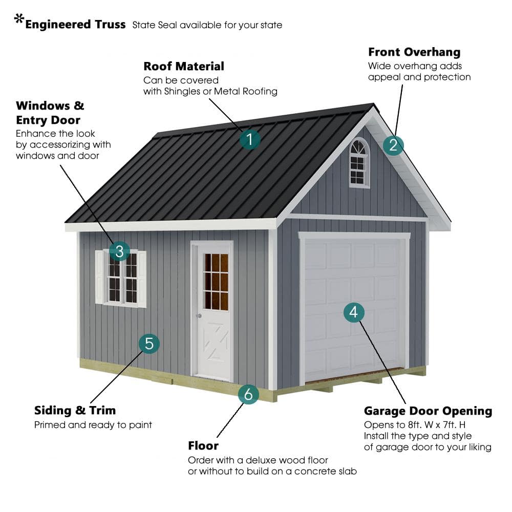Glenwood 12' x 16' Brown Wood Garage Kit