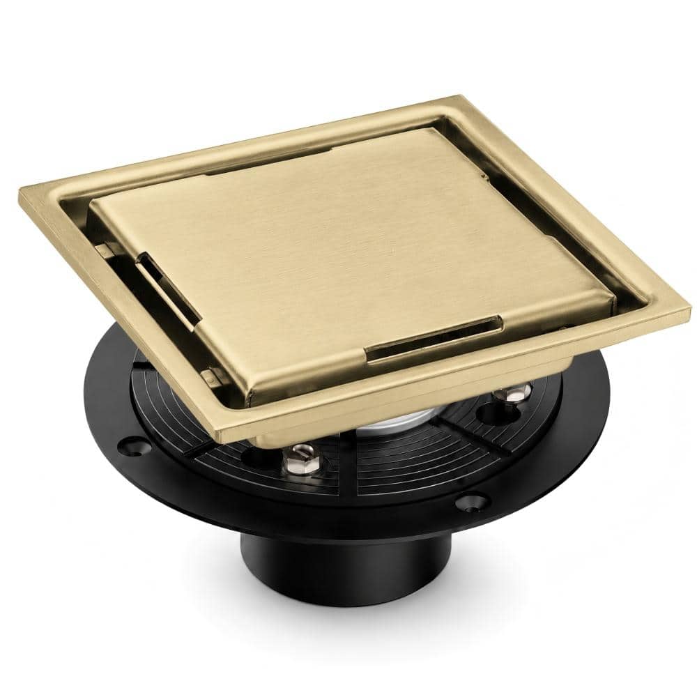 6 in. Square Shower Drain with Removable Grate and Hair Strainer in Brushed Gold price history on PriceWatchPro