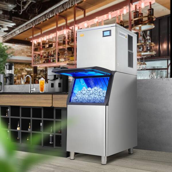 VEVOR Commercial Ice Maker 550 lbs. 24H Freestanding Ice Making Machine with 330.7 lbs. Large Storage Bin 1000 Watt Silver FTSZ330LBS2010BA9V1 425 The Home Depot