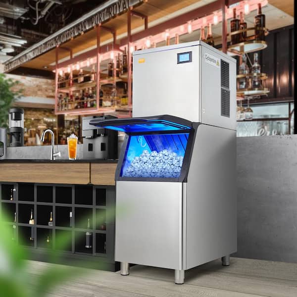 Commercial Ice Maker 550 lbs./24H Freestanding Ice Making Machine with 330.7 lbs. Large Storage Bin 1000W Silver