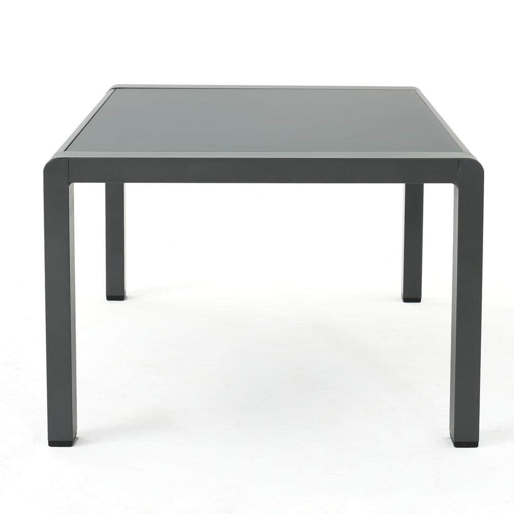 Cape Coral Grey Aluminum and Glass Outdoor Coffee Table