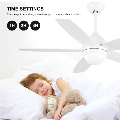 52 in. W Indoor White Modern Ceiling Fan with 3 Color Temperature LED with Remote Control and Reversible DC Motor Sunpez Ceiling Fans With Lights