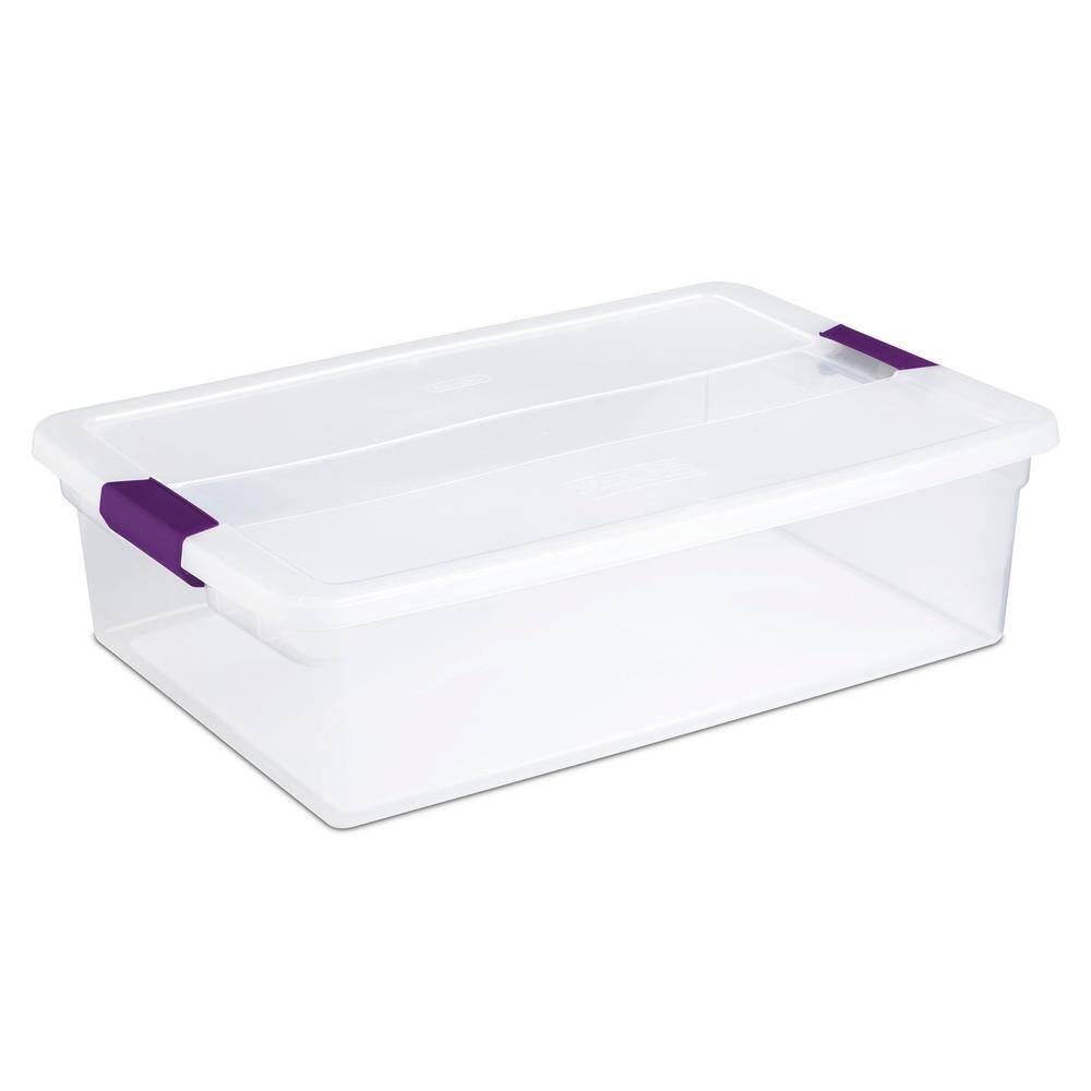 Hefty 40qt Clear Plastic Storage Bin With Gray Hi-rise Stackable Lid :  Target