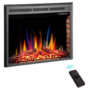 36 in. Ventless Electric Fireplace Insert, Remote Control, Adjustable Led Flame Brightness, 750-Watt/1500-Watt