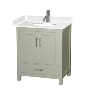Sheffield 30 in. W x 22 in. D x 35.25 in . H Single Bath Vanity in Light Green with Carrara Cultured Marble Top