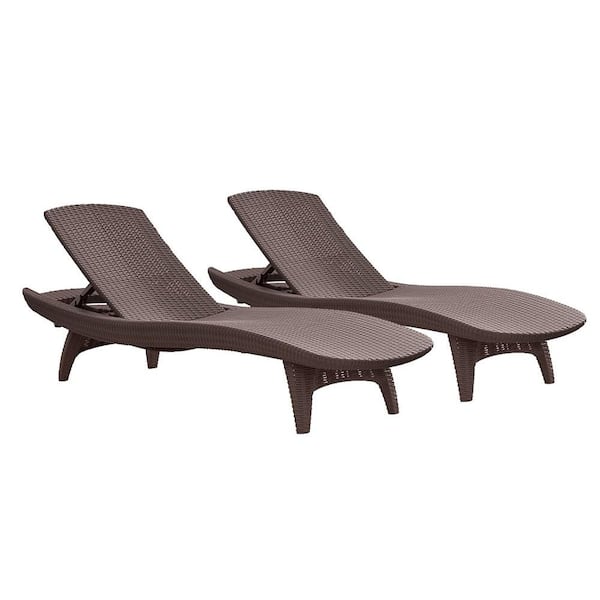 Keter Pacific Brown All Weather Adjustable Resin Patio Chaise Lounger (Set of 2)