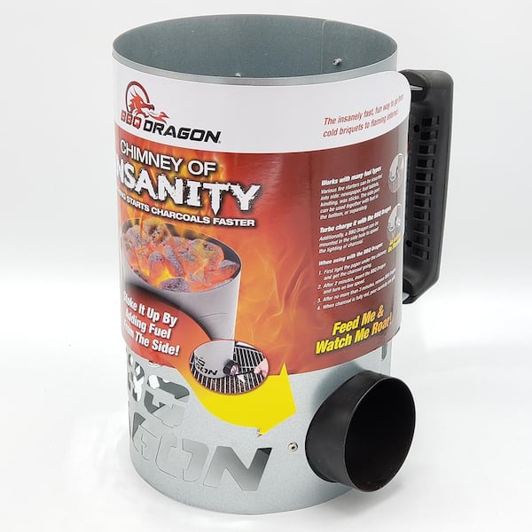BBQ Dragon Chimney Of Insanity Charcoal Starter Fast Coal Lighter Gauge Steel 