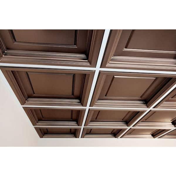 Madison Faux Bronze 2 ft. x 2 ft. Lay-in Coffered Ceiling Panel (Case of 6)