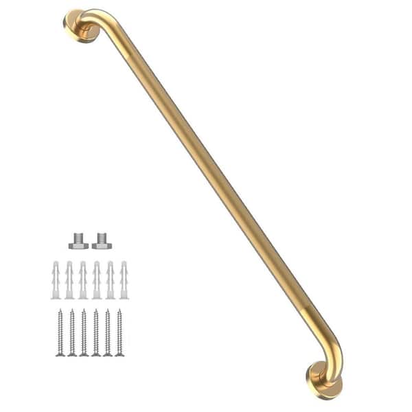 36 in. Anti Slip Shower Grab Bar in Gold, Knurled Bath Grab Bar, Safety Hand Rail Support for Elderly