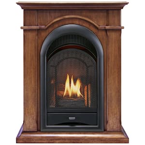 FS100T-AS Ventless Fireplace System 10K BTU Duel Fuel Thermostat Insert and Apple Spice Mantel
