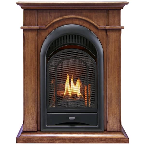 ProCom FS100T-AS Ventless Fireplace System 10K BTU Duel Fuel Thermostat Insert and Apple Spice Mantel