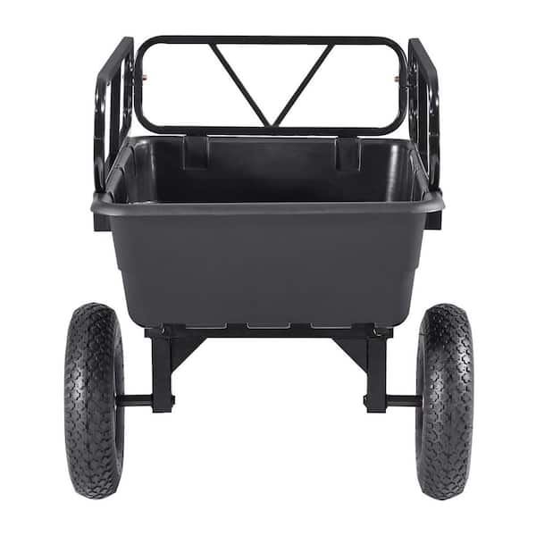 SVOPES 10 cu. ft. Garden Utility Trailer Tow-Behind Poly Dump Cart Durable Yard Trailer for Tractors Metal Garden Cart