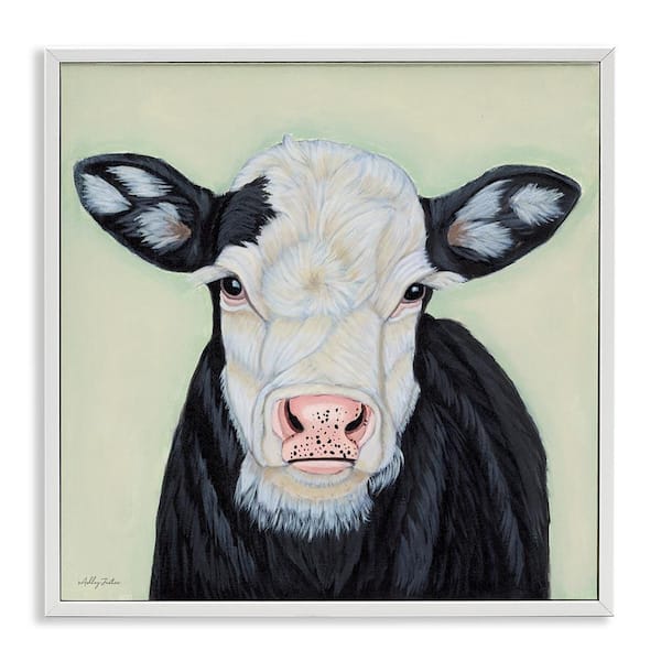 Stupell Industries Cow with Spotted Ears by Ashley Justice White Framed Animal Giclee Art Print 17 in. x 17 in.