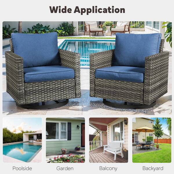 テーブル・チェア・ハンモック BlueRidgeChairWorks CarolinaSnackTable HOOOWOOO Oreille Grey 3-Piece Wicker Outdoor Patio