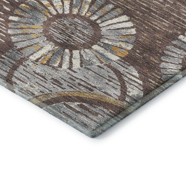 Mayfield Premium Machine Washable Abstract AMF2206 Fudge 10 ft. x 14 ft. Area Rug