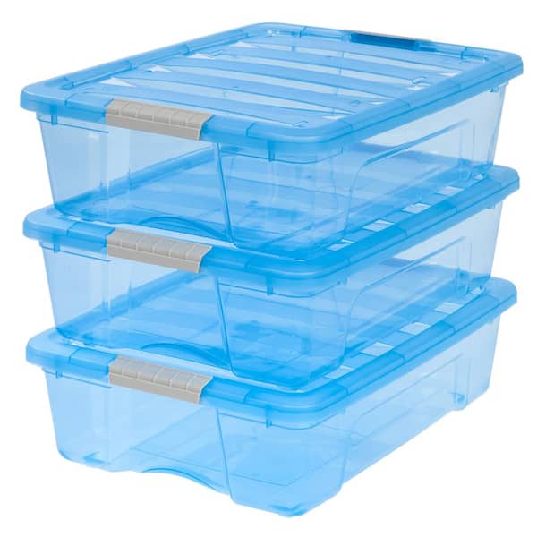 6 Pack Stack Pull Box Storage Pack 26 Qt Clear Plastic Organizer Container Bin 