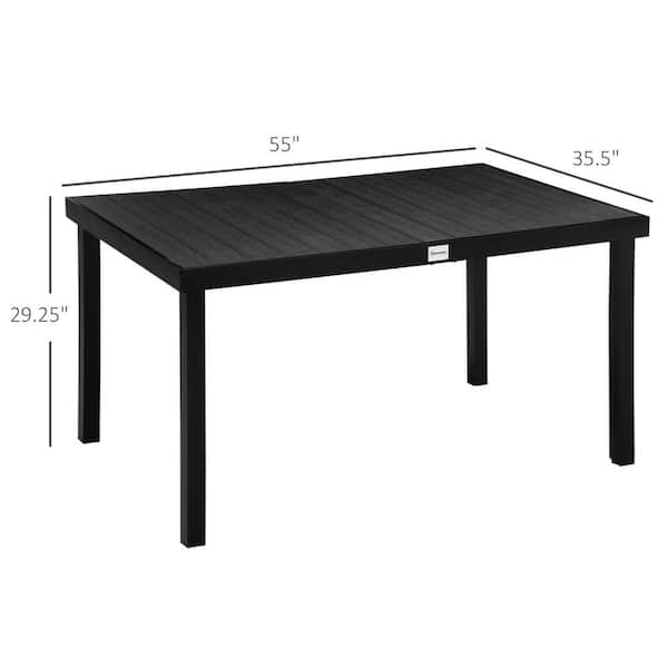 Outsunny Black Aluminum 29.25 in. Outdoor Dining Table for Garden