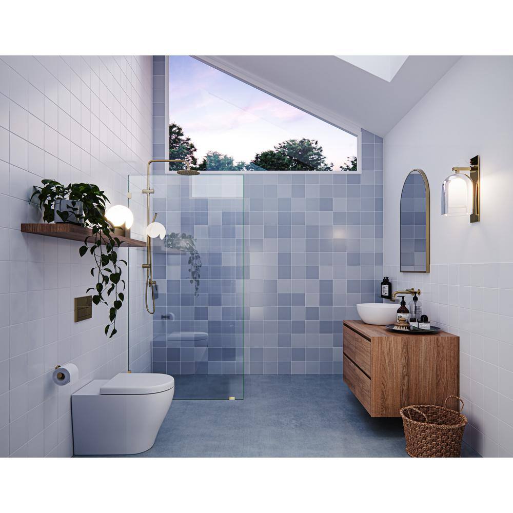 Vela 78" Frameless Polished Brass Shower Panel with Tempered Glass