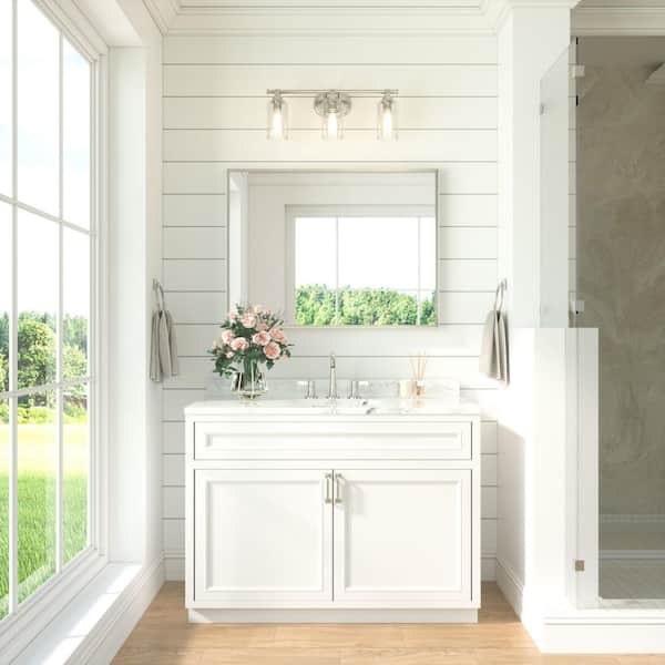 40 in. W x 30 in. H Rectangle Aluminum Framed Wall Bathroom Vanity Mirror in Brushed Nickel
