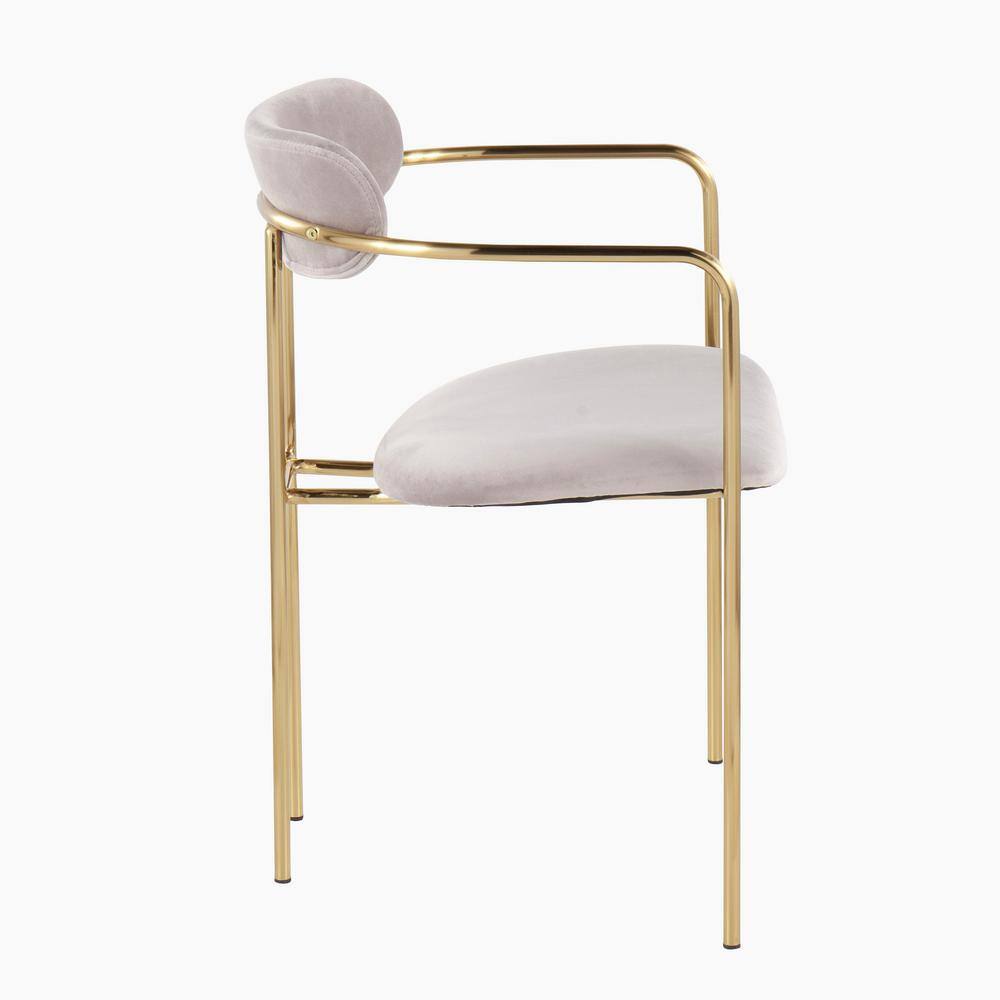 Pearl Silver Velvet Upholstered High Slat Metal Armchair