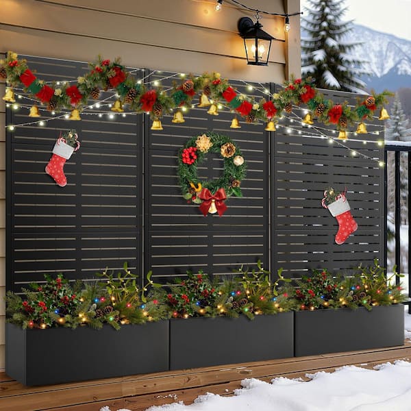 35 in. L x 16 in. W x 71 in. H Metal Raised Garden Planter Box Trellis-Black Rectangle Pot Climbing Plants Cucumbers