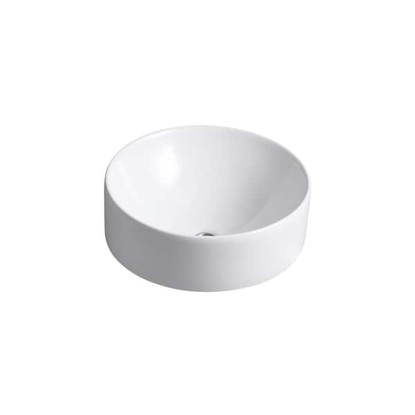 KOHLER Vox Round Above Counter Vitreous China Bathroom Sink in White with No Overflow Drain