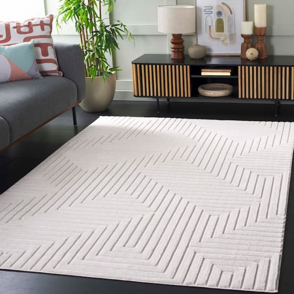 Selena 9 ft. x 12 ft. Ivory Solid Geometric Area Rug