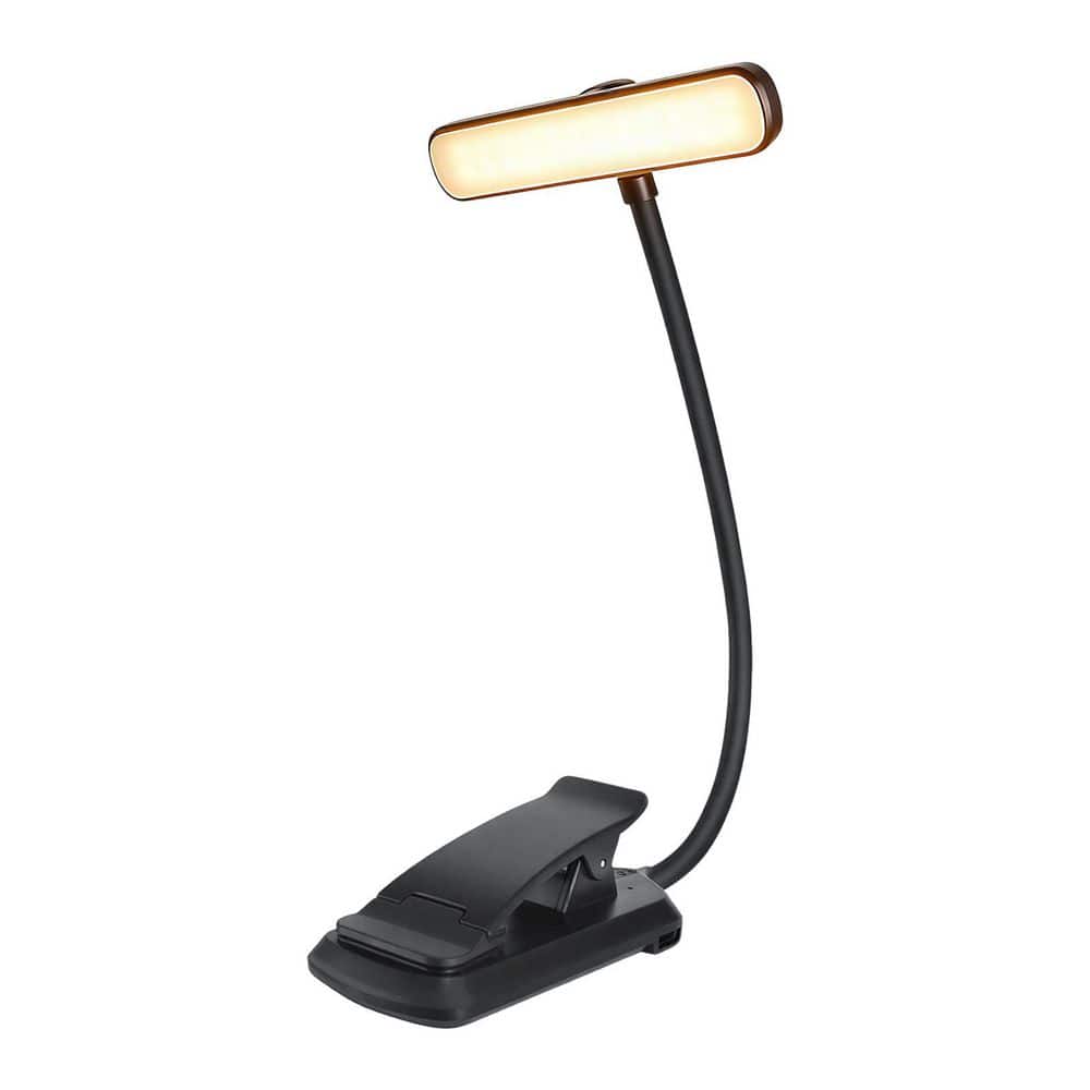7.67 in. Black USB Dimmable and Flexible Clip-On Desk Lamp Reading Light with Clamp with LED Light Source