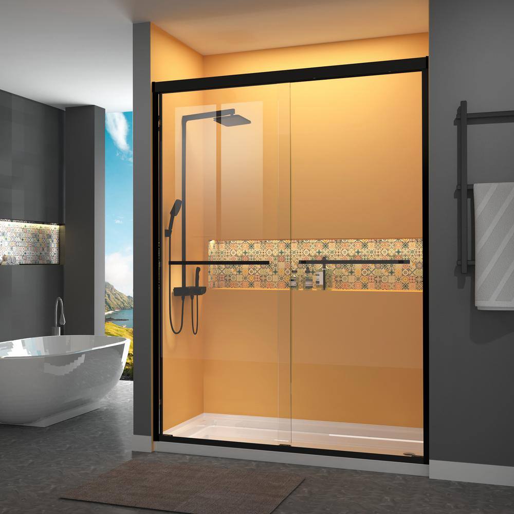 Getpro 72 in. W x 76 in. H Double Sliding Laminated Glass Framed Shower