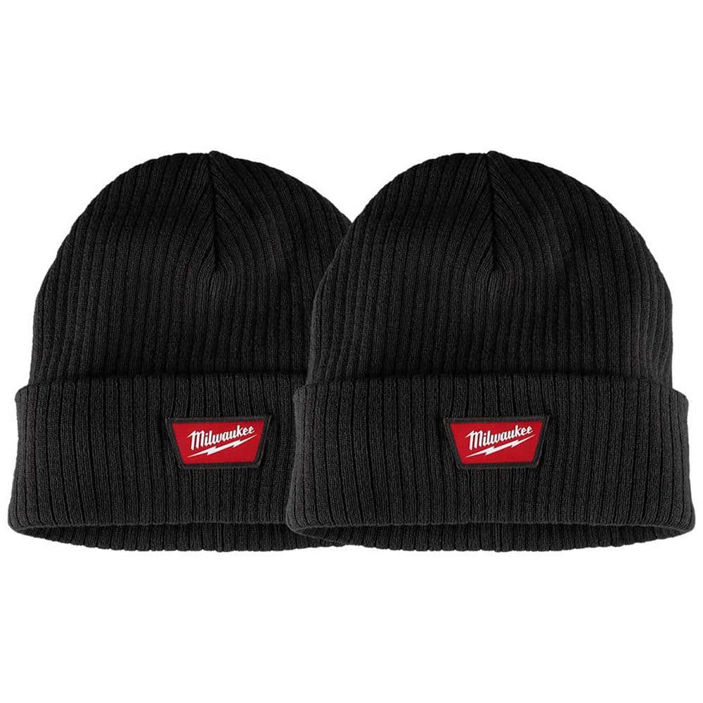 Men's Black Rib-Knit Cuffed Beanie Cap (2-Pack) price history on PriceWatchPro