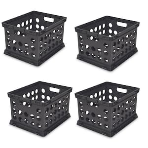 Plastic Heavy Duty File Crate Stacking Storage (4 Pack)
