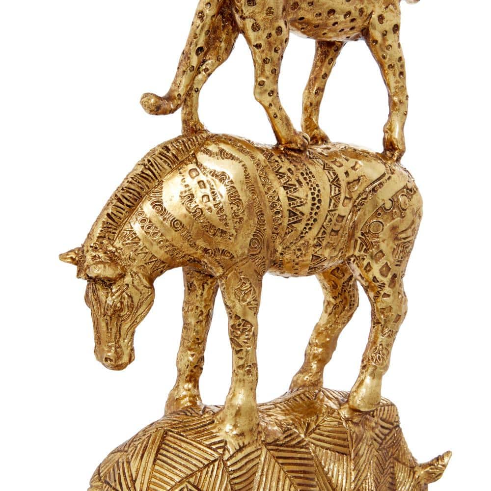 Elegant Gold Resin Elephant Sculpture 24" Decor Accent