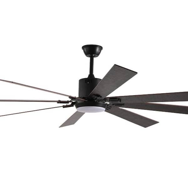 72 in. Outdoor/Indoor Black Standard Downrod Mount Ceiling Fan with Light and Remote Control