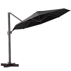11 ft. x 11 ft. Heavy-Duty Frame Octagon Outdoor Cantilever Umbrella in Black