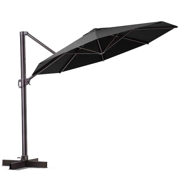 Crestlive Products 11 ft. x 11 ft. Heavy-Duty Frame Octagon Outdoor Cantilever Umbrella in Black