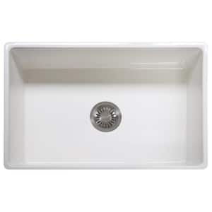 Farmhouse/Apron-Front Fireclay 30 in. x 20 in. Single Bowl Kitchen Sink in White
