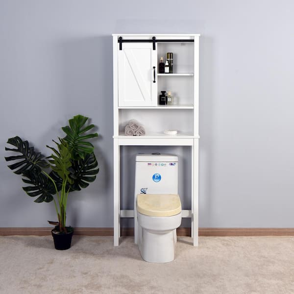 VEIKOUS 22.4-in x 66.9-in x 7.4-in Gray 2-Shelf Over-the-Toilet Storage | HP0904-06GY-1